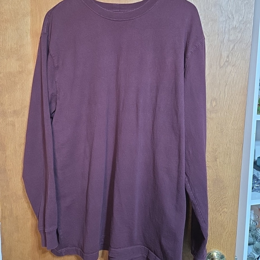 Carhartt Long Sleeve Graphic T-Shirt Mens XL Loose Fit Maroon Burgundy Cotton